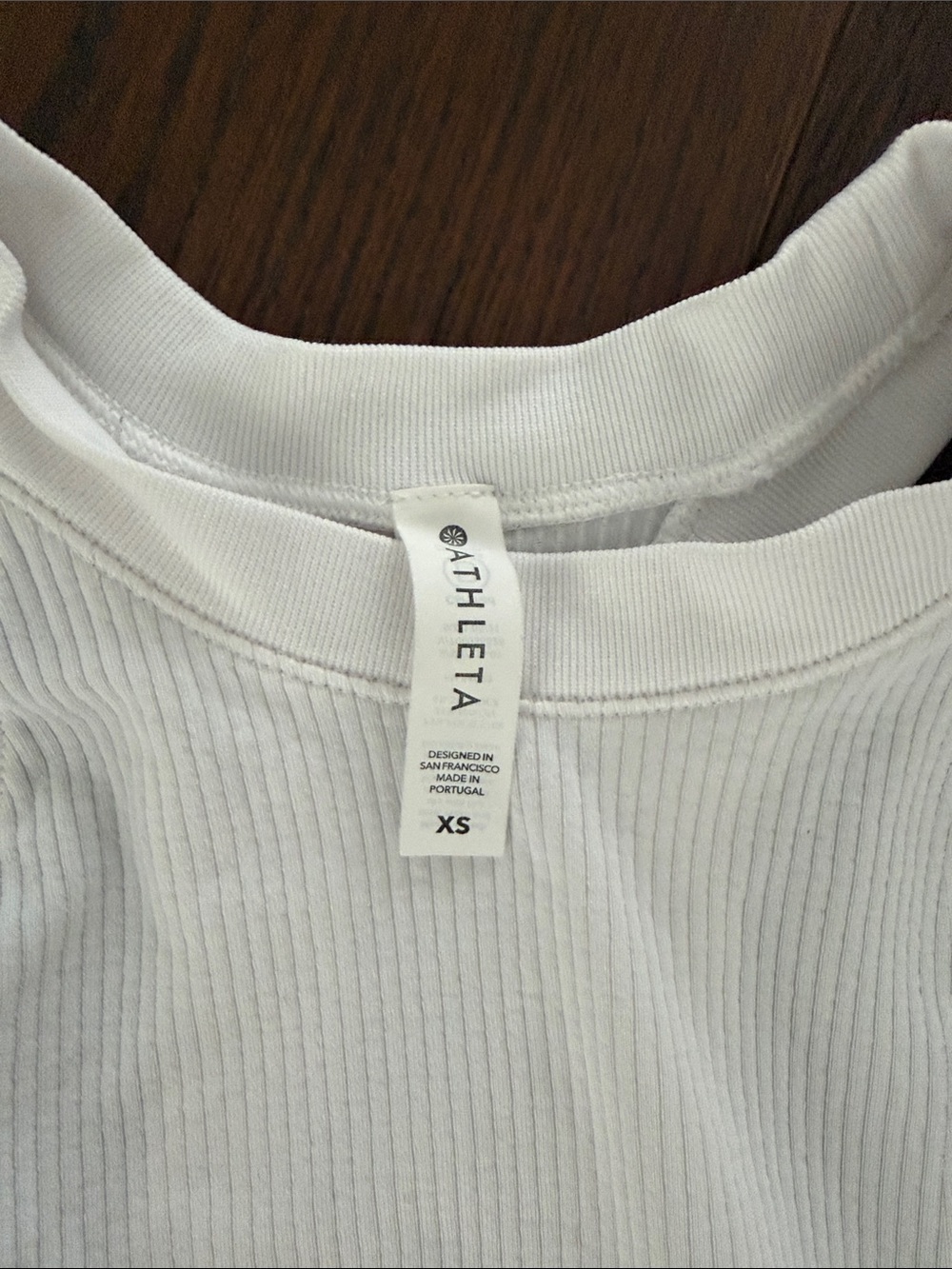 Athleta White Ribbed Racerback Tank Top - Picture 2 of 3